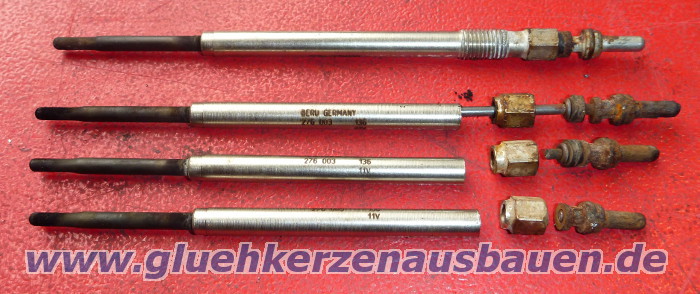 Abgerissene Glhkerzen ausgebaut aus
                            Fiat Ducato / Citroen Jumper / Peugeot
                            Boxer